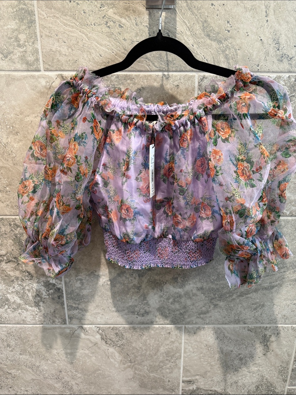 Alice + Olivia NWT Caprina Floral Silk Off Shoulder Blouse
